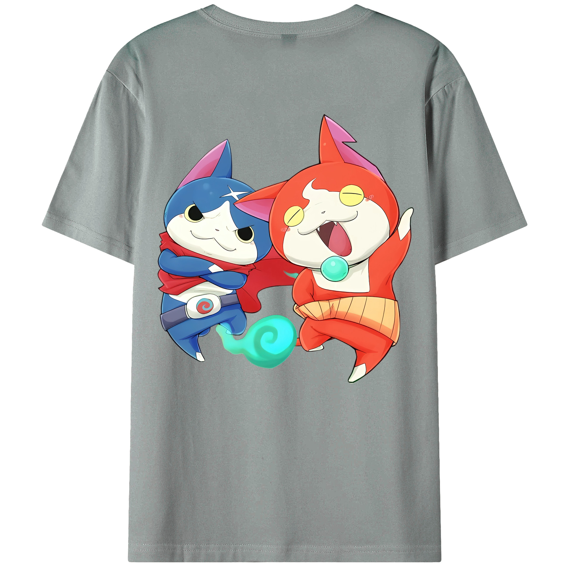 （画像用） 妖怪ウォッチ Yo-kai Watch 綿100％ メンズ半袖Tシャツ（バックプリント） 通気性